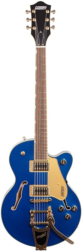 Gretsch G-5655TG Electromatic Center Block Jr Single-Cut Electric Guitar, Azure Metallic, Full Straight Front