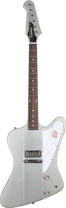 Epiphone 1963 Firebird I Electric Guitar (with Hard Case), Silver Mist, Full Straight Front