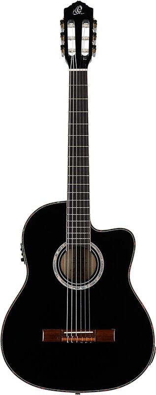 Ortega RCE145 Classical Acoustic-Electric Guitar (with Gig Bag), Black, Full Straight Front