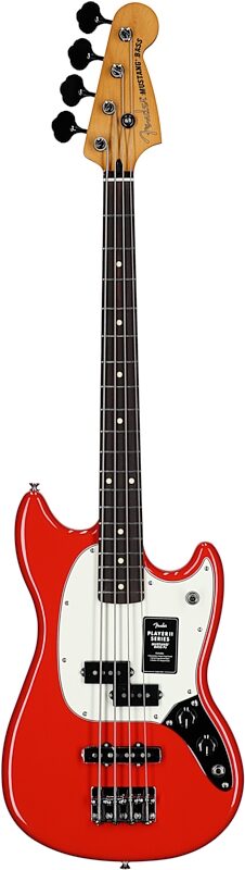 Fender Player II Mustang PJ Electric Bass, with Rosewood Fingerboard, Coral Red, Full Straight Front