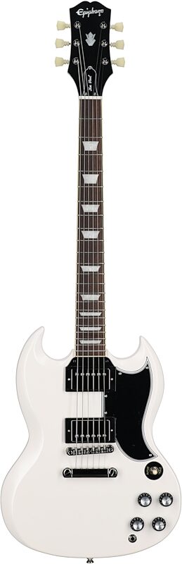 Epiphone 1961 Les Paul SG Standard Electric Guitar (with Case), Aged Classic White, Full Straight Front