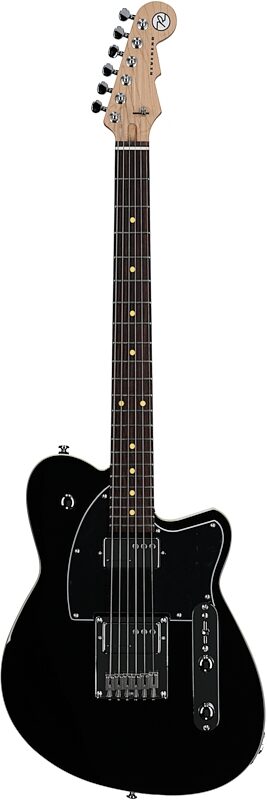 Reverend Crosscut Electric Guitar, Midnight Black, Rosewood Fretboard, Full Straight Front