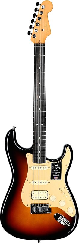 Fender American Ultra II Stratocaster HSS Electric Guitar, Ebony Fingerboard (with Case), Ultraburst, Full Straight Front