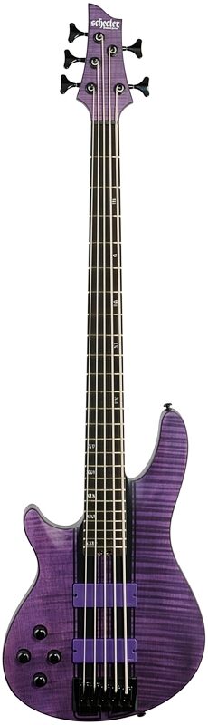 Schecter C-5 GT Electric Bass, Left-Handed, Satin Transparent Purple, Full Straight Front