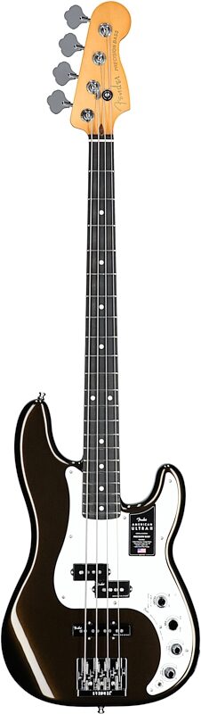 Fender American Ultra II Precision Electric Bass, Ebony Fingerboard (with Case), Texas Tea, Full Straight Front
