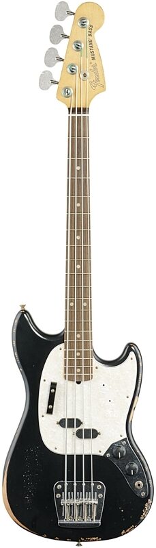 Fender JMJ Road Worn Mustang Electric Bass (with Gig Bag), Black, Full Straight Front