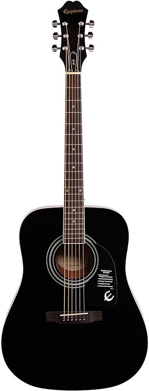 Epiphone DR-100 Acoustic Guitar, Ebony, Full Straight Front