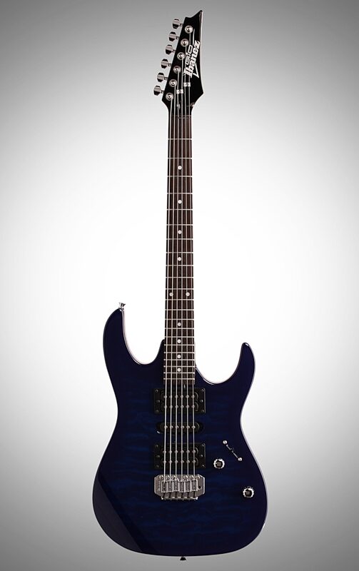 Ibanez GRX70QA Electric Guitar, Transparent Blue Burst, Full Straight Front