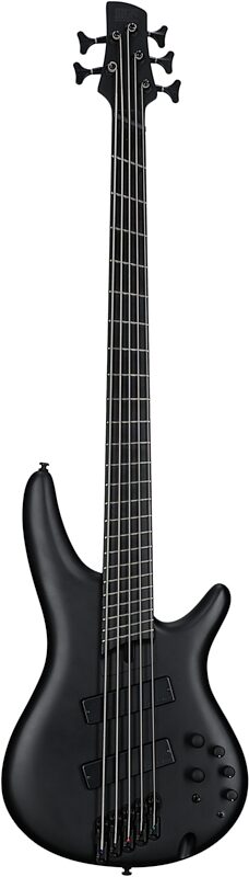 Ibanez SRMS625EX Iron Label Electric Bass, 5-String, Black Flat, Full Straight Front