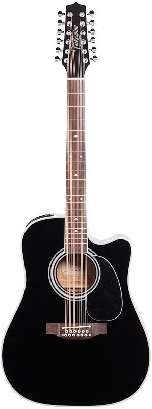 Takamine EF381SC Acoustic-Electric Guitar, 12-String (with Case), Black, Full Straight Front