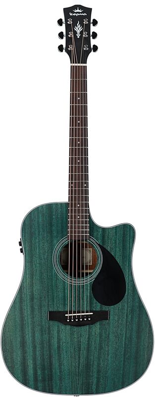 Kepma K3 Series D3-130 Acoustic-Electric Guitar, Trans Blue Matte, with AcoustiFex K-10 Pickup, Full Straight Front