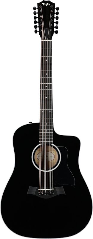 Taylor 250ce Deluxe 12-String Acoustic-Electric Guitar (with Case), Black, Full Straight Front