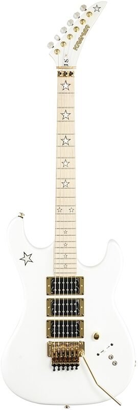 Kramer Jersey Star Electric Guitar, with Gold Floyd Rose, Alpine White, Full Straight Front