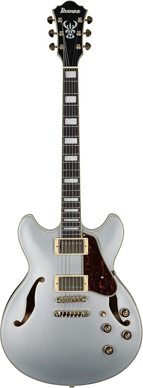 Ibanez AS73G Artcore Semi-Hollowbody Electric Guitar, Moonstone Silver Flat, Full Straight Front
