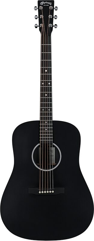 Martin D-X1 Dreadnought Black Acoustic Guitar (with Gig Bag), Black, Full Straight Front