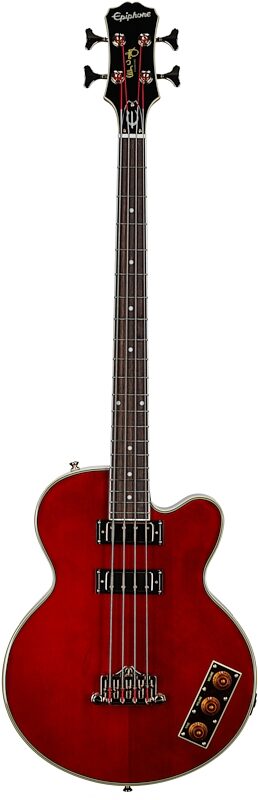 Epiphone Allen Woody Rumblekat Electric Bass, Dark Wine Red, Full Straight Front