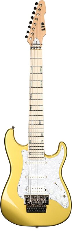 ESP LTD Javier Reyes JRV-8 Electric Guitar (with Case), Metallic Gold, Full Straight Front