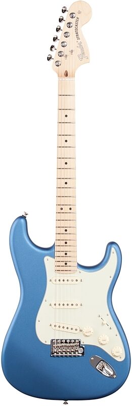 Fender American Performer Stratocaster Electric Guitar, Maple Fingerboard (with Gig Bag), Satin Lake Placid Blue, Full Straight Front