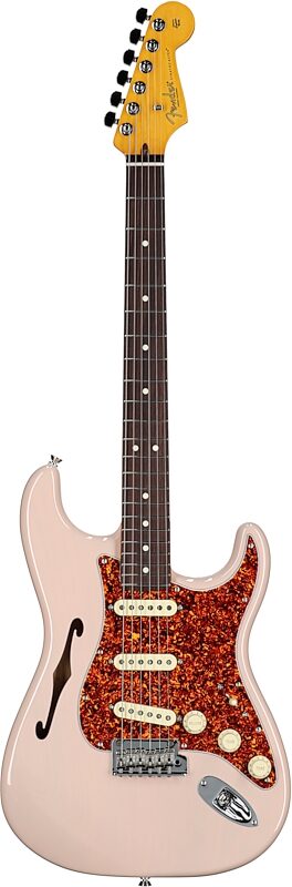 Fender Limited Edition American Professional II Stratocaster Thinline Electric Guitar (with Case), Transparent Shell Pink, Full Straight Front