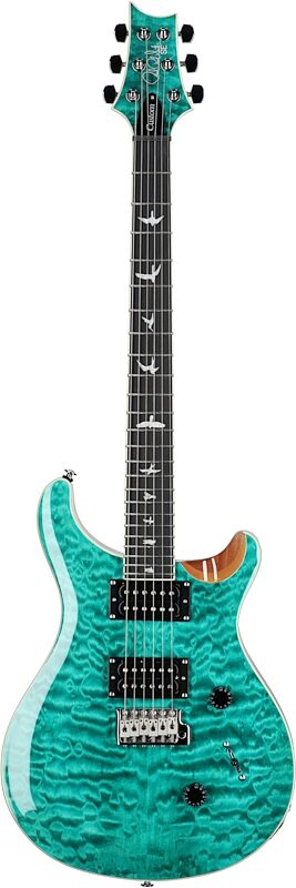 PRS Paul Reed Smith SE Custom 24 Quilt Top Electric Guitar (with Gig Bag), Turquoise, Full Straight Front