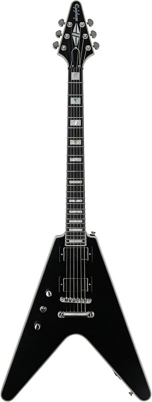 Epiphone Flying V Prophecy Electric Guitar, Left-Handed (with Gig Bag), Aged Jet Black Metallic, Full Straight Front