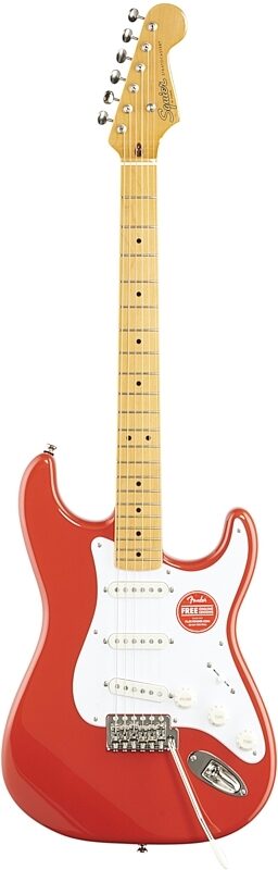Squier Classic Vibe '50s Stratocaster Electric Guitar, with Maple Fingerboard, Fiesta Red, Full Straight Front