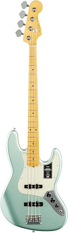 Fender American Pro II Jazz Electric Bass, Maple Fingerboard (with Case), Mystic Surf Green, Full Straight Front