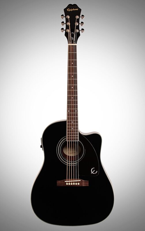 Epiphone J-45 EC Studio Acoustic-Electric Guitar, Ebony, Full Straight Front