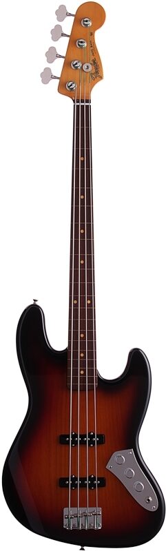Fender Jaco Pastorius Fretless Jazz Electric Bass with Case, 3-Color Sunburst, Full Straight Front