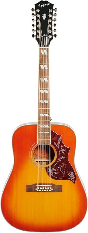 Epiphone Hummingbird 12-String Acoustic-Electric Guitar, Aged Cherry Sunburst, Blemished, Full Straight Front