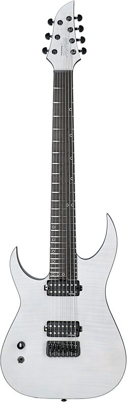 Schecter KM-7 MK-III Keith Merrow Electric Guitar, Left-Handed, Tri-White Satin, Full Straight Front