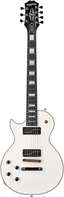 Epiphone Matt Heafy Les Paul Custom Origins Electric Guitar, Left-Handed 7-String (with Case), Bone White, Full Straight Front