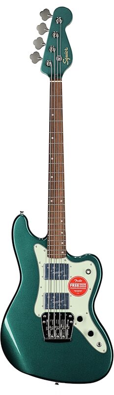 Squier Paranormal Rascal HH Bass Guitar, Sherwood Green, Full Straight Front