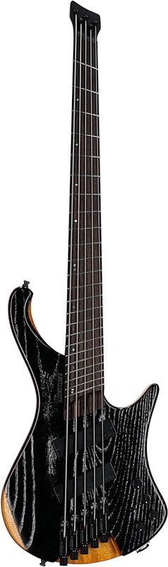 Ibanez EHB1135MS Multiscale Electric Bass (with Gig Bag), 5-String, Silver Wave Black, Full Straight Front
