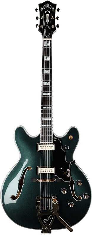 Guild Starfire VI Special Kingswood Electric Guitar (with Case), Green, Full Straight Front