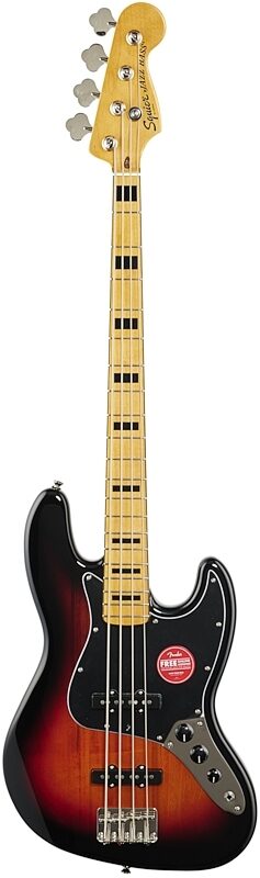 Squier Classic Vibe '70s Jazz Electric Bass, with Maple Fingerboard, 3-Color Sunburst, Full Straight Front