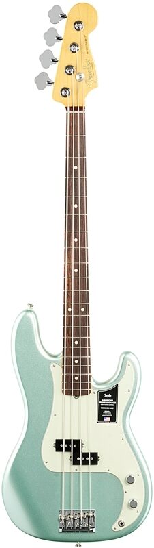 Fender American Pro II Precision Electric Bass, Rosewood Fingerboard (with Case), Mystic Surf Green, Full Straight Front
