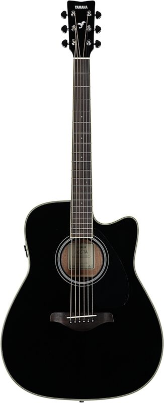 Yamaha FGC-TA Cutaway TransAcoustic Guitar, Black, Full Straight Front