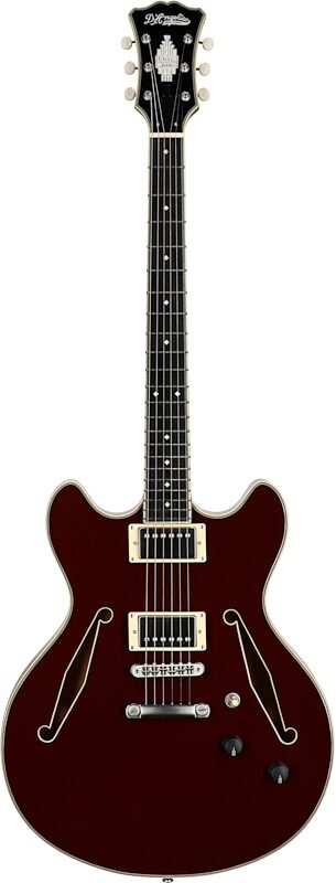 D'Angelico Excel DC Tour Electric Guitar (with Gig Bag), Solid Wine, Full Straight Front