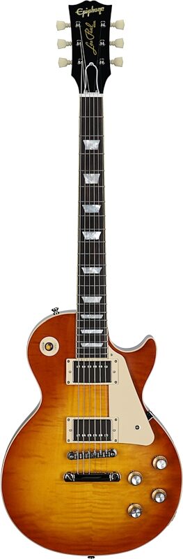 Epiphone Inspired by Gibson Custom 1960 Les Paul Standard Reissue Electric Guitar (with Case), Iced Tea Burst, Full Straight Front