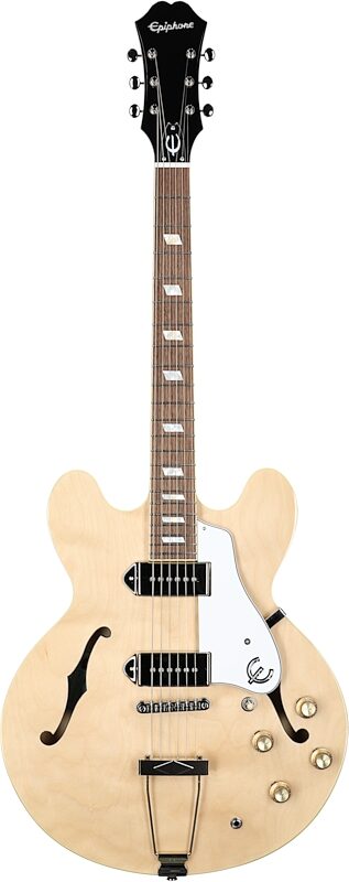 Epiphone Casino Archtop Hollowbody Electric Guitar (with Gig Bag), Natural, Full Straight Front