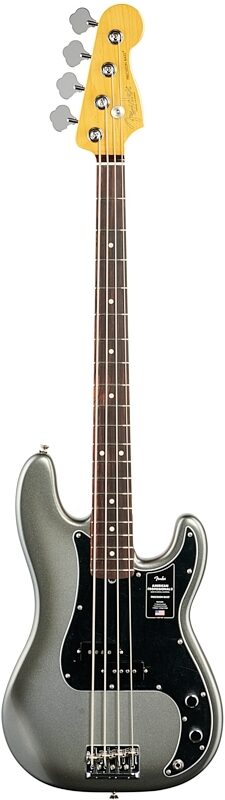 Fender American Pro II Precision Electric Bass, Rosewood Fingerboard (with Case), Mercury, Full Straight Front