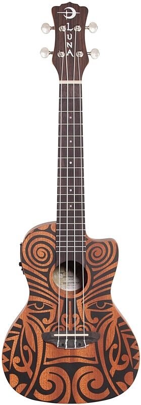 Luna Tribal Mahogany Concert Acoustic-Electric Ukulele (with Preamp), New, Full Straight Front
