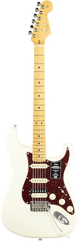 Fender American Pro II HSS Stratocaster Electric Guitar, Maple Fingerboard (with Case), Olympic White, Full Straight Front