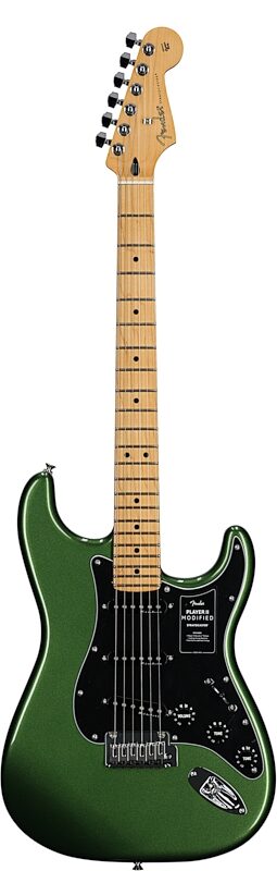 Fender Player II Modified Stratocaster Electric Guitar, Maple Fingerboard (with Gig Bag), Harvest Green, Full Straight Front