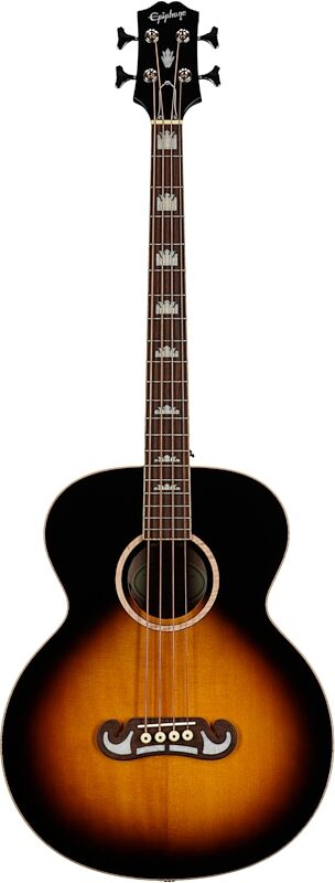 Epiphone El Capitan J-200 Studio Acoustic Electric Bass Guitar, Aged Vintage Sunburst, Full Straight Front