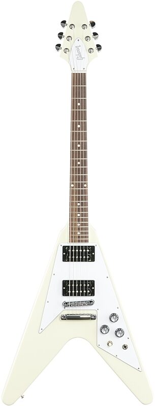 Gibson '70s Flying V Electric Guitar (with Case), Classic White, Full Straight Front