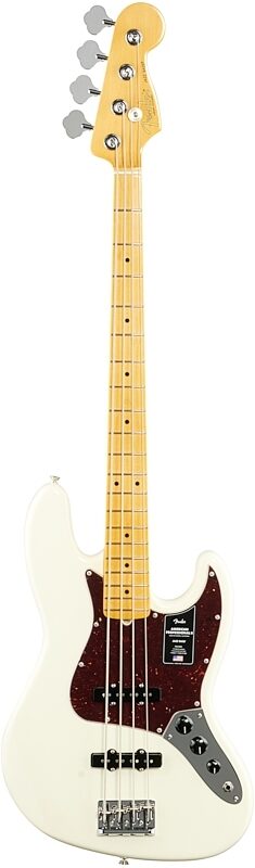 Fender American Pro II Jazz Electric Bass, Maple Fingerboard (with Case), Olympic White, Full Straight Front