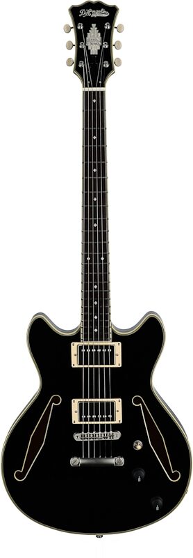 D'Angelico Excel Mini DC Tour Electric Guitar (with Gig Bag), Solid Black, Full Straight Front