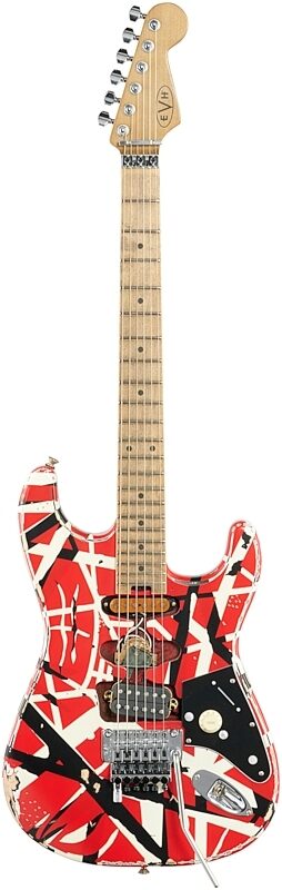 EVH Eddie Van Halen Striped Series Frankenstein "Frankie" Electric Guitar, Red, White, and Black, Full Straight Front